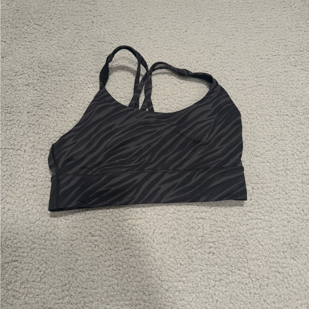 Lululemon Women Sports Energy Longline Bra 10Gray Zebra Print